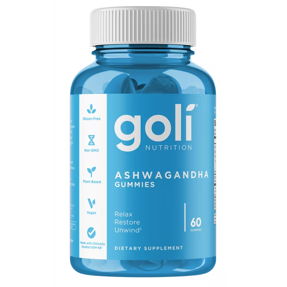 Goli Ashwagandha Vitamin D Gummy - 60 Count - Mixed Berry Ksm-66 Vegan Plant