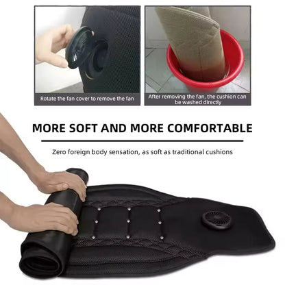USB Summer Cooling Car Seat Cushion With Fan Front Seat Cooled Seat Cover Black Ventilated Breathable Seat Cover 3-Speed Setting