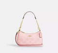NWT Teri Shoulder Bag In signature canvas/Gold/Powder Pink New CAL51