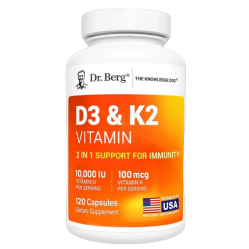 Dr. Berg's D3 & K2 Vitamin, 10,000 IU, 100 mcg per serving, 120 Capsules